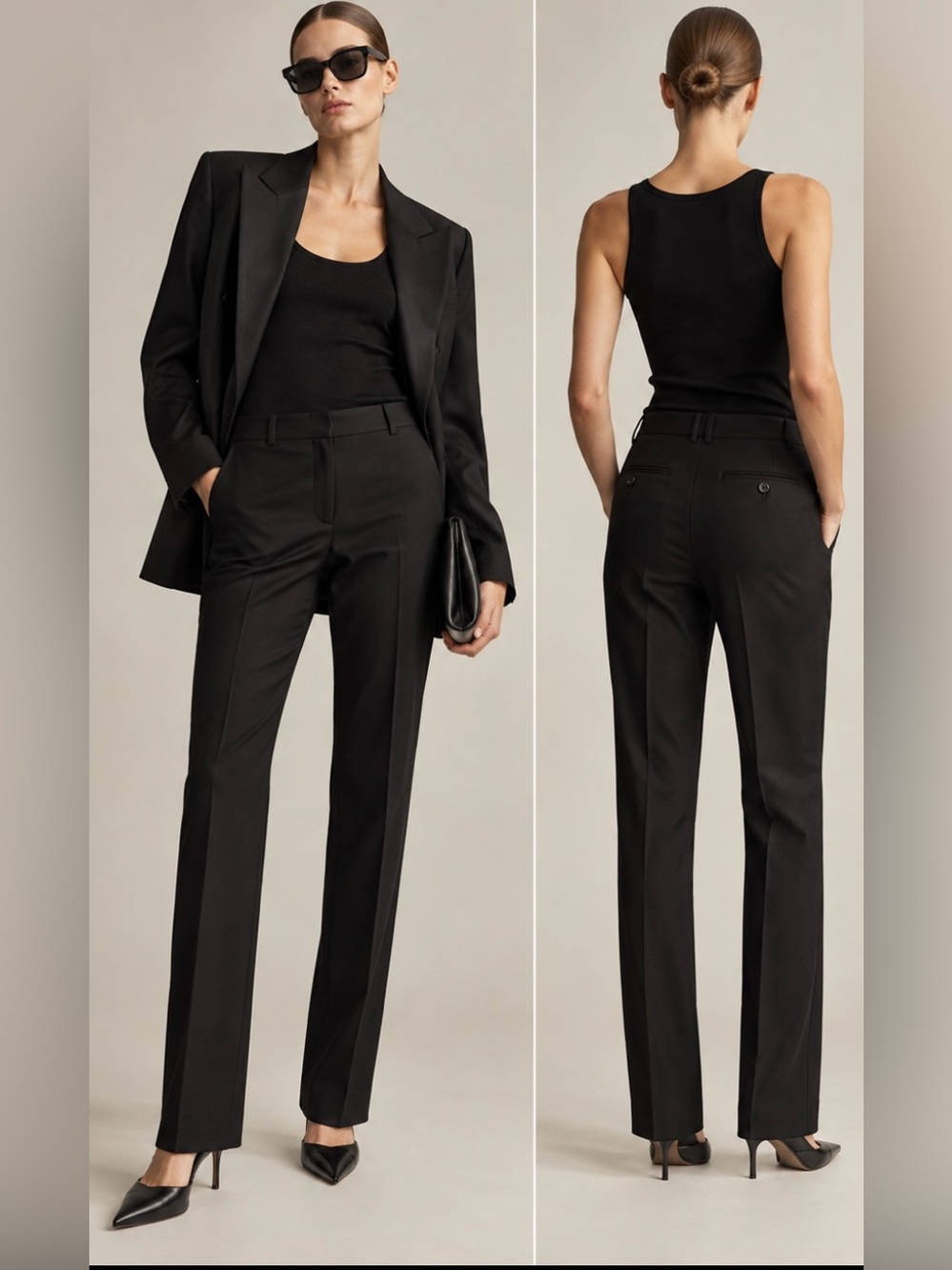 NWT Armani Collezioni Black Virgin Wool Tailored Trousers Pants US 2 $495 🖤